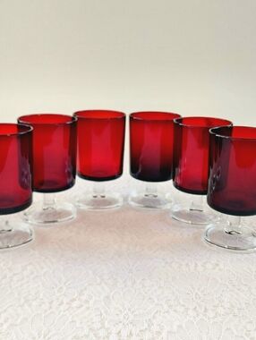 Luminarc Cavalier Ruby Red 4oz Cordial Glasses Set of 6